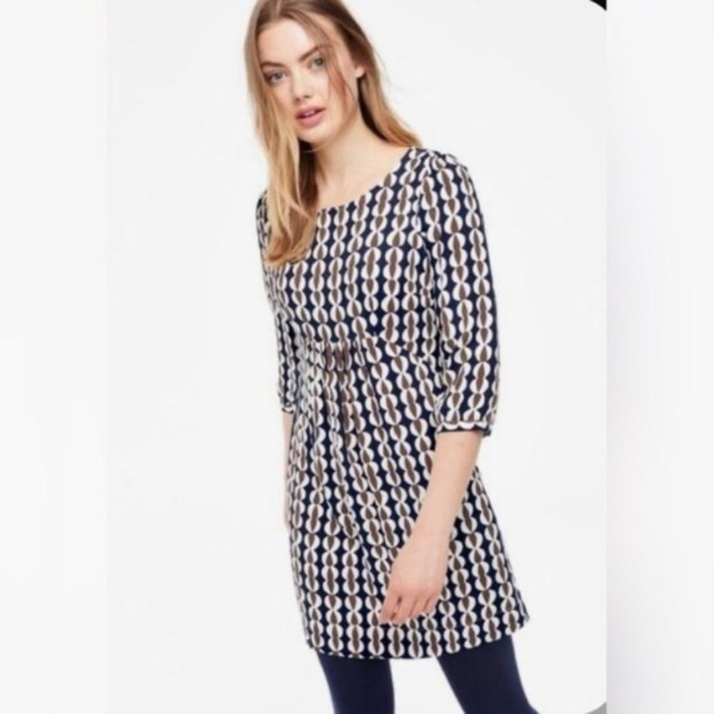 Boden Easy Scoop Neck Geometric Print Tunic Dress 8L